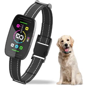 Bark Collar, Bark Collar for Large Medium Dogs. Dog bark Collar with 8 Adjustable Sensitivity & 4 Mode, Anti Barking Device Dog Training Collar Dark Black