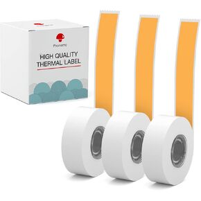 Phomemo 3 Roll D30 Adhesive Continuous Thermal Label Paper 1/2 in X 20 Ft (15mm X 6m) Black on Orange