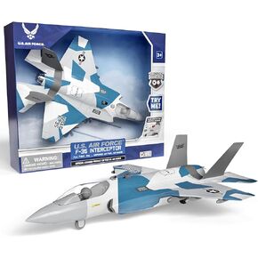 Lollipop F-35 Interceptor Toy - Realistic U.S. Air Force Fighter Jet for Kids and Toddlers - Great Play Experience with Realistic Lights and Sounds