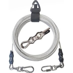 Heavy Duty Dog Tie Out Cable for Stake, Anti-Rusty Long Dog Leash for Large Dogs - Actual 2000lbs Break Strength (10FT)