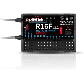 Radiolink R16F 16 Channels RC Receiver, Voltage Telemetry Long Range Control for Airplane, Jet, Boat, Car Works for RC Transmitter T16D/T12D/T8FB/T8S/RC8X/RC6GS V3/RC4GS V3
