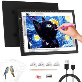 Zocelight A4 Light pad for Diamond Painting,Ultra-Thin Light Box for Tracing,3 Level dimming Light Table with Clips,Light Board for Sketching,Tattoo Artists,X-ray Viewing