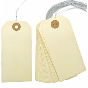 Blank Shipping Tags with Wire - 120 PCS 4 3/4" x 2 3/8" Manila Hang Tags for Inventory, Labeling, Repair, Crafts & Multi-Purpose Use