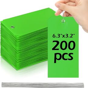 200 Pcs 4 3/4" x 2 3/8" Wire Tags Labels Plastic Shipping Tags for Labeling Tag with Wire for Labeling Tags Blank Tags to Write On for Equipment Car Parts Storage(Yellow, 4 3/4" x 2 3/8")