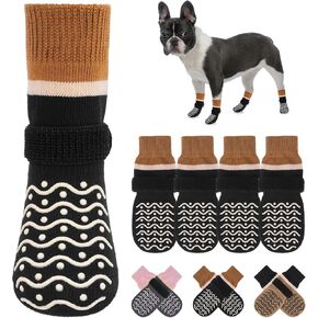 BEAUTYZOO Dog Socks, Non Slip Dog Socks to Prevent Licking Paws -Dog Boots & Paw Protectors with Grippers on Hardwood Floors, Dog Shoes for Hot/Cold Pavement Small Medium Large Senior Dogs Booties