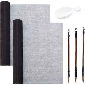 PH PandaHall 6pcs No Ink Chinese Calligraphy Kits Reusable Writing Magic Water Cloth Paper Set Chinese Calligraphy Mat for Chinese New Year, Student Beginners Practicing Chinese Calligraphy 54.3x13.5