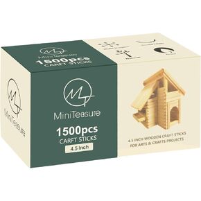 1500 PCS Popsicle Sticks, 4.5 Inch Craft Sticks Ice Cream Sticks Natural Wood Popsicle Craft Sticks Length Treat Sticks Ice Pop Sticks for DIY Crafts
