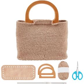 FreeBloss Crochet Set Handbag Making Kit Kit Crochet Starter Kit مع تعليمات تعليمة أسفل كيس الكروشيه كيس للمبتدئين هدية عيد ميلاد المبتدئ