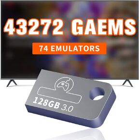Retro Game Console 128G USB Drive with Batocera Game System, 43254 Retro Games Emulator Game Console Stick, Wireless Retro Game Console with 74 Emulators, Plug and Play Retro Drive for PC/Handheld