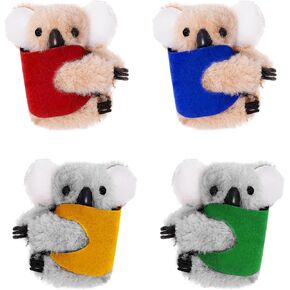 4Pcs Koala Clip Pencil Buddy with Cloth Pencil Topper Pencil Hungers Koala Birthday Party Supplies (4 koala Clip, 5CM)