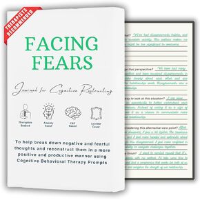 FACING FEARS Guided Anxiety Journal with Cognitive Behavioral Therapy (CBT) & Socratic Techniques, Therapy Journal for Women & Men, Mental Health Gifts, Self Care & Anxiety Relief Items