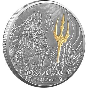 Ancient Greek The God of Sea Poseidon with Holy Trident Challenge Coin