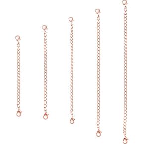 5 Pieces Necklace Extenders eBoot Chain Extenders Set for Necklace Bracelet DIY Jewelry Making (Rose Gold)