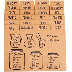 OUTSHINE Premium Kraft Recipe Cards Dividers 4x6 with Tabs (Set of 24) | Recipe Box Dividers Made of Thick Cardstock | Includes 28 Adhesive Labels and Printed Cooking Tips | Best Kitchen Gift