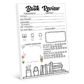 FENGHERUIA Book Review Notepad 5×8 Inch Reading Journals for Book Lovers&Readers Book Lover Notepad Reading Log for Readers to Review&Reading Tracker,Students(50 sheets)