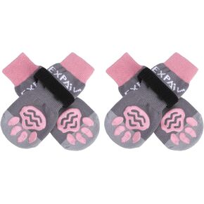 Expawlorer 4pcs الجوارب المضادة للانزلاق-الجوارب المزدوجة الجانبية غير القابلة للانزلاق من الخشب الصلب ، منع اللعق ، الجوارب الكلاب ، أحذية الكلاب للرصيف الساخن/البارد