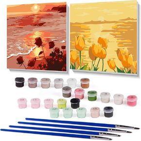 ZRIZQ Paint by Number for Adults Beginners,12" Wx16 L Canvas for Painting Kits for Adults in Colorful Box,Paint by Numbers for Home Wall Art Decor-Flowers Home