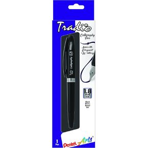 Pentel Arts Tradio Calligraphy Pen, Water-Based Ink, 1.8mm, Black Barrel - TRC118ABP