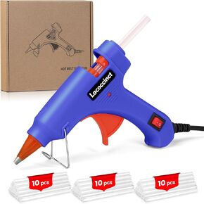Hot Glue Gun, Lacoccinct Mini Hot Glue Gun Kit with 30 Glue Sticks for School Crafts DIY Arts Quick Home Repairs, 20W - Blue