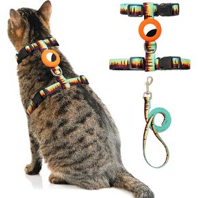 تسخير القط مع حامل الجوية ومجموعة المقود ، هروب Proof Cat تسخير للمشي في المشي لمسافات طويلة في الهواء الطلق ، خطوة قابلة للتعديل في تسخير الحيوانات الأليفة للقطط الكبيرة المتوسطة ، جرو ، هريرة