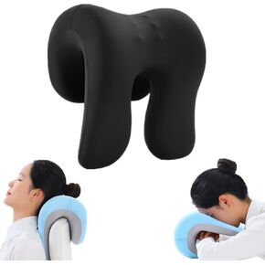 Neck Support for Office Chair,Memory Foam Desk Pillow for Napping,Washable Cover,Fits Most Office Chair (Black)