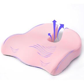 Seat Cushion for Office Chair, Large Thick Seat Cushion for Tailbone Pain Relief, Sciatica & Back Support, Memory Foam Office Chair Cushion for Long Sitting, Coccyx Cushion for Car, Wheelchair (Pink)