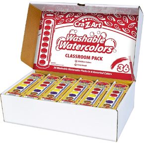 Cra-Z-Art Washable Watercolor 8 Color Paint Sets Bulk Class Pack 36 Kits - Back To School Supply List Essential, Bulk Pack for School Supply Rooms, Day Cares and In Class For Teachers