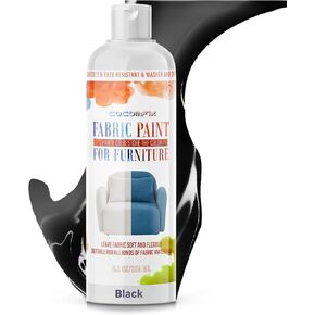 Fabric Paint for Furniture upholstery(Black), Permanent & Colorfast. For Sofas, Chairs, Upholstery, Car Interiors, Soft Furniture, Clothing, Footwear, Indoor & Outdoor.(8.5oz)