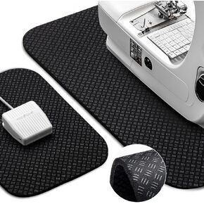 Upgrade 2 Sizes Sewing Machine Muffling Mat, Double Sided Non-Slip Pad for Sewing Machine Foot Pedal, Sewing Machine Mat Reduce Vibration & Movement for Quilting Embroidery, 20"x14" & 14"x9" - Black