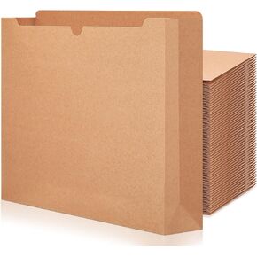 Zhehao 100 Pcs File Jackets Reinforced Straight Cut Tab Pocket Folders Expandable File Folder Expanding Paper Organizer with Tabs Expansion Pocket, Letter Size(Beige Color)