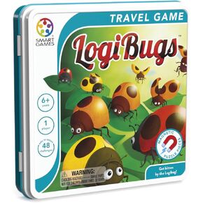 SmartGames LogiBugs Metal Box Magnetic Travel Game with 48 Challenges for Ages 6 - Adult