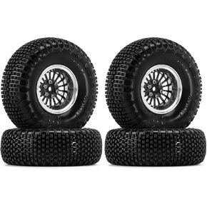 INJORA 18-Spoke ModuWheel 1.3" Beadlock Wheels with XHX Pin Tires for TRX4M SCX24 1/18 1/24 RC Crawler(Silver)