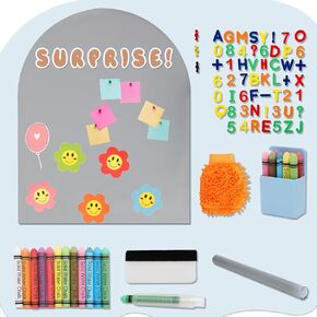Magnetic Wall Decal for Kids Playroom 40"x32",Magnetic Arch Chalkboard with Multiple Accessories for Writing Games