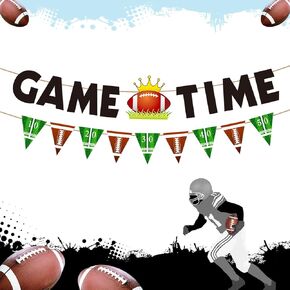Game Time Football Banner Football Themed Birthday Party Decorations for Fireplace Mantle