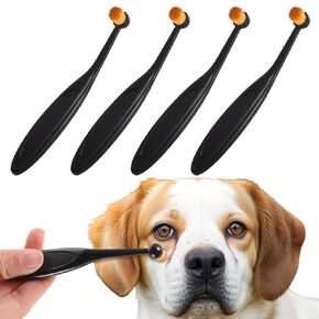 Dog Cat Eye Powder Brush, 4 Pack Dog Tear Stain Remover Brush Washable Fiber Pet Tear Stain Remover Brush for Safely And Evenly Apply Tear Stain Powder Ergonomic Handle Long Tapered Bristles