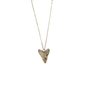 Gold Shark Tooth Charm Necklace Chain Simple Sharktooth Unisex Jewelry