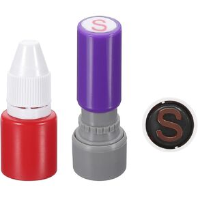 PATIKIL Letter Stamps Self Inking, Character J 7mm Alphabet Teacher Stamp Initial Stamp Mini Ink Stamp with Refill Ink for Class Notebook Scrapbooking DIY Craft, Purple Shell