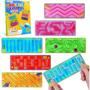 Squishy Sensory Fidget Autism Toys for Kids: Sensory Toys for Sepcial Need 6 Pack Maze - Quiet Fidget Sensory Toys Filled Goo for Calming Down Classroom - Stocking Stuffers Gifts