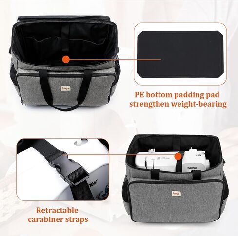 Sewing Machine Carrying Case and Dust Cover, Universal Tote Bag & Protective Cover with Storage Pockets, Portable Storage Bag with Shoulder Strap for Most Sewing Machine and Accessories (Gray) in Saudi Arabia