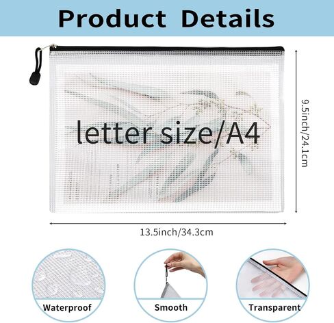 EOOUT 24pcs Mesh Zipper Pouch Bags, A4 Zipper Bags for Organizing Storage, Waterproof Zipper Pouches, Letter Size, File Bags for School, Toys, Puzzle, Board Games and Office Supplies in Kuwait