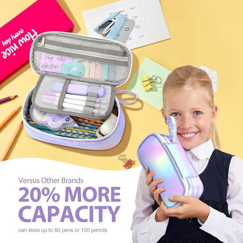 Jcocylse Large Capacity Pencil Case Portable Pencil Pouch Bag School Supplies for College Students Girls Boys Adults (Purple) in Saudi Arabia