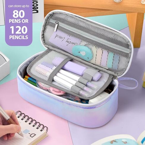 Jcocylse Large Capacity Pencil Case Portable Pencil Pouch Bag School Supplies for College Students Girls Boys Adults (Purple) in Saudi Arabia