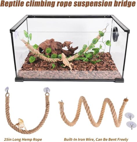 10 Pcs Bearded Dragon Tank Accessories,Coconut House with Ladder, Reptile Hammock, Reptile Vines and Plants, and Other Accessories Suitable for Gecko Chameleon Snakes Lizards,Hermit Crabs,Etc. in Saudi Arabia