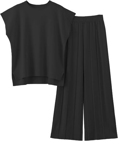 Women's Summer Outfit 2 PCS Set Short Sleeve Tops Tracksuits Casual High Waisted Sweatpants Set in Saudi Arabia