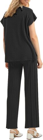 Women's Summer Outfit 2 PCS Set Short Sleeve Tops Tracksuits Casual High Waisted Sweatpants Set in Saudi Arabia