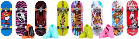 Hot Wheels Skate Rippin' Tricks Pack - 8 Fingerboards and 4 Pairs of Skateboard Shoes with Tony Hawk Inspired Designs, for Ages 5 and up, HMY19 in Saudi Arabia