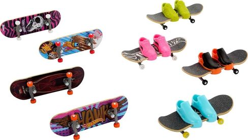 Hot Wheels Skate Rippin' Tricks Pack - 8 Fingerboards and 4 Pairs of Skateboard Shoes with Tony Hawk Inspired Designs, for Ages 5 and up, HMY19 in Saudi Arabia
