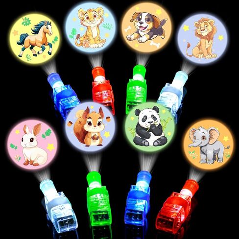 24 Pack Animal Light Up Finger Lights Party Favors for Kids, Treasure Box Goodie Bags Christmas Stocking Stuffers, Glow in The Dark Toys Bulk Classroom Prizes Party Supplies Birthday Gift in Kuwait