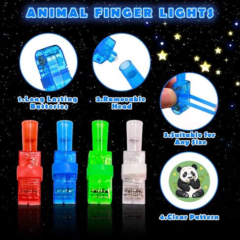 24 Pack Animal Light Up Finger Lights Party Favors for Kids, Treasure Box Goodie Bags Christmas Stocking Stuffers, Glow in The Dark Toys Bulk Classroom Prizes Party Supplies Birthday Gift in Kuwait