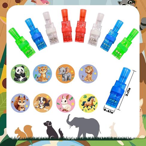 24 Pack Animal Light Up Finger Lights Party Favors for Kids, Treasure Box Goodie Bags Christmas Stocking Stuffers, Glow in The Dark Toys Bulk Classroom Prizes Party Supplies Birthday Gift in Kuwait